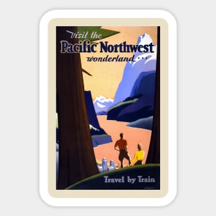 Vintage Travel By Train To The Pacific Northwest Wonderland Sticker